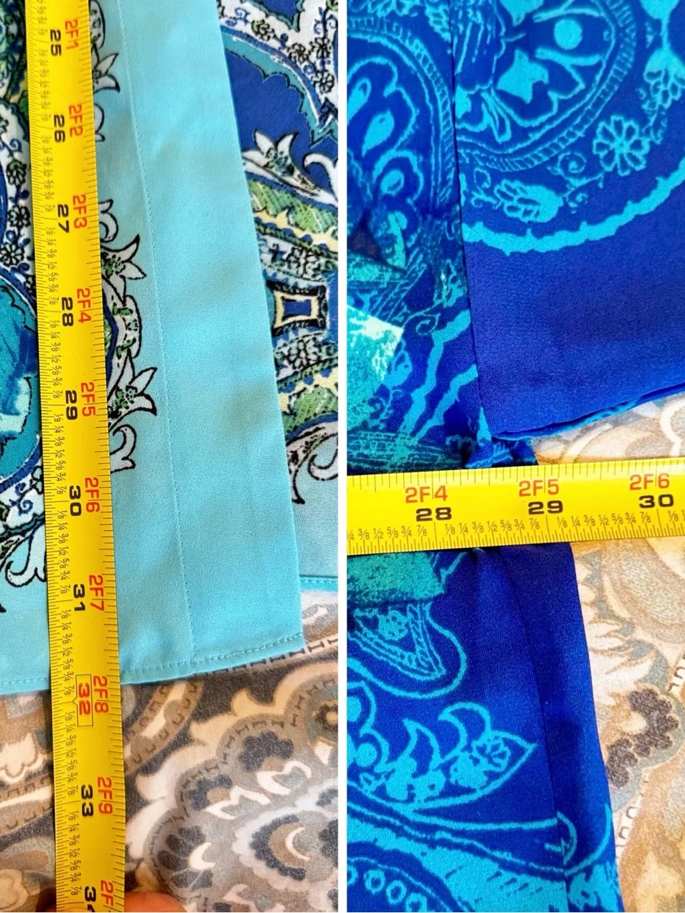 CHICO’S Silky Turquoise & Blue Paisley Medallion Open-Front Kimono Wrap Cardigan